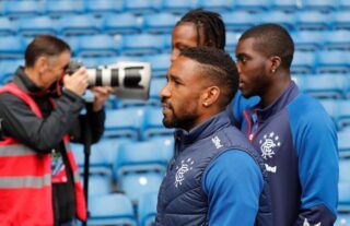 Rangers stiker Jermain Defoe arrives at Ibrox before the Old Firm derby against Celtic