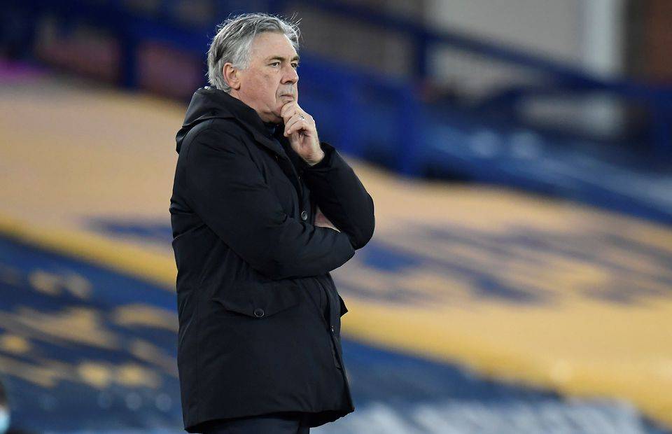 Everton manager Carlo Ancelotti deep in thought