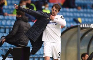 Leeds United striker Patrick Bamford is taken off against Tottenham at Elland Road in the Premier League