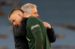 Tottenham defender and Roma target being embraced by Jose Mourinho