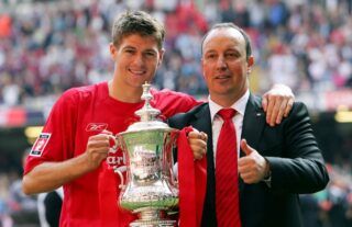 Liverpool star Steven Gerrard celebrates winning the FA Cup final against West Ham