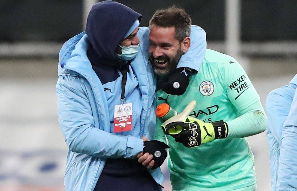 Ederson and Scott Carson after Newcastle 3-4 Man City