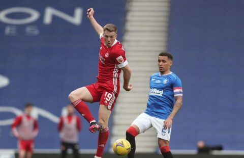 Aberdeen midfielder Lewis Ferguson in action against Rangers at Ibrox