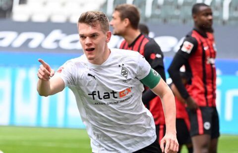 Matthias Ginter celebrates for Gladback amid interest from Liverpool in his services