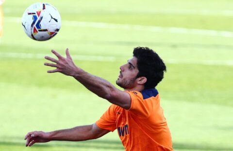 Valencia forward and Wolves target Goncalo Guedes in action