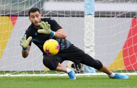 Lazio goalkeeper and Southampton target Thomas Strakosha warming up