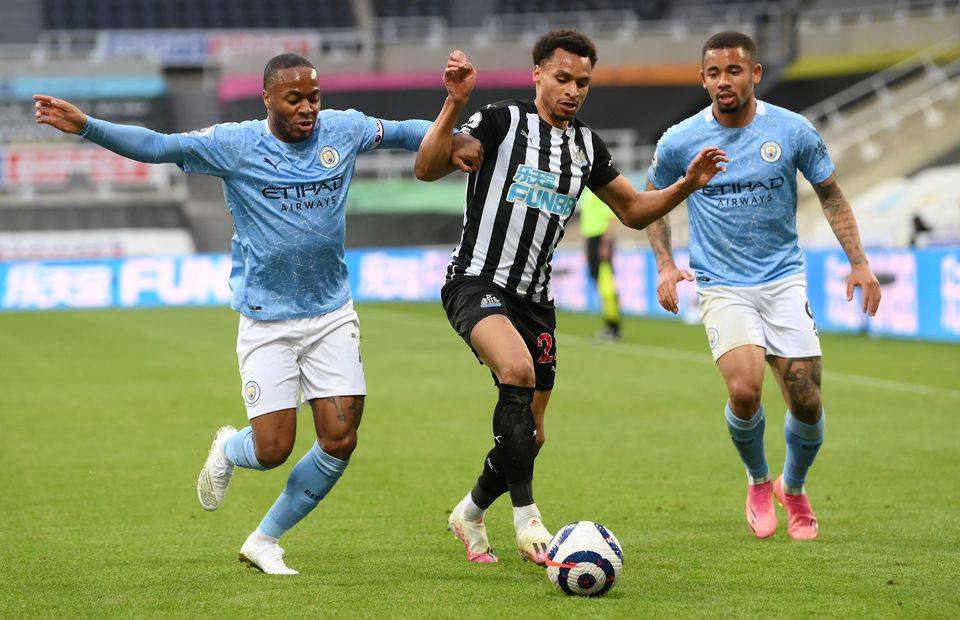 Newcastle United star Jacob Murphy is chased by Raheem Sterling as Manchester City win at St James' Park