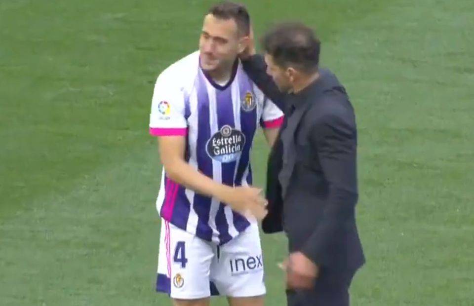 Diego Simeone consoled a Valladolid player after they were relegated