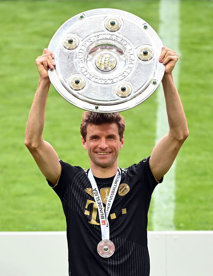 Muller with the Bundesliga trophy