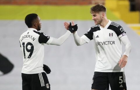 Fulham defender and Tottenham target Joachim Andersen with Ademola Lookman