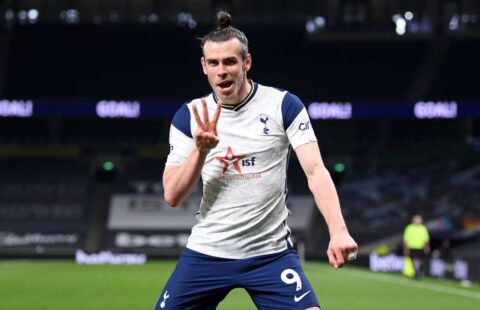 Gareth Bale celebrates scoring for Tottenham Hotspur