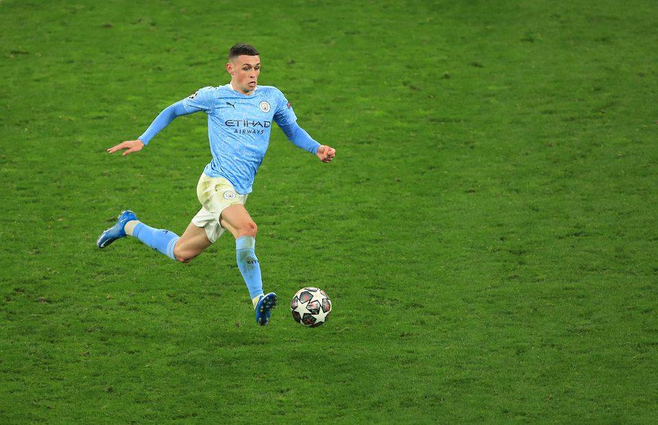 Manchester City winger Phil Foden in Champions League action