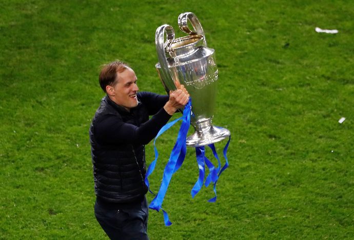 Thomas Tuchel with the Champions League trophy