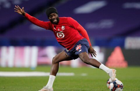 Jonathon Ikone warming up for Lille amid speculation over his future
