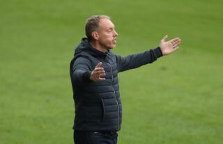 Swansea manager and Crystal Palace target Steve Cooper looking unimpressed