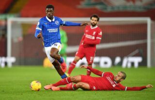 Brighton's Yves Bissouma in action against Liverpool amid speculation over his future