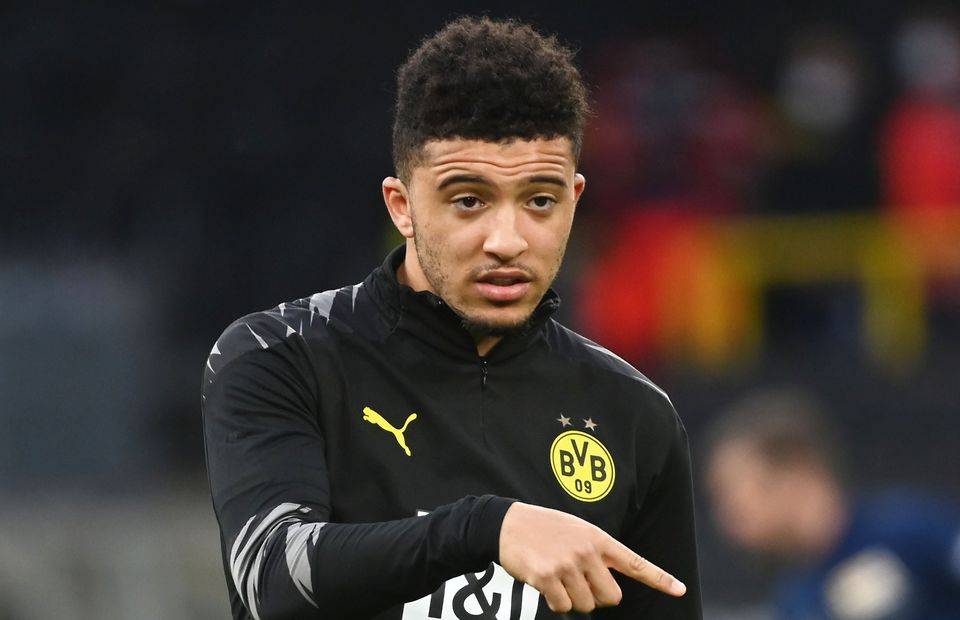 Jadon Sancho in the warmup for Dortmund amid speculation over a move to Man United