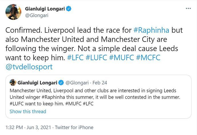 Journalist update on Leeds star Raphinha