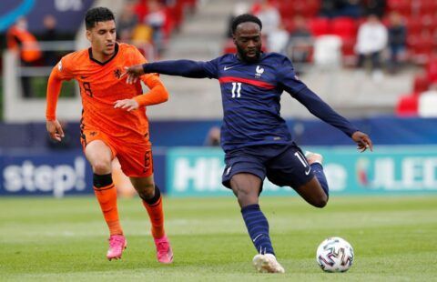 Jonathan Ikone in action for France U21s amid speculation over a move to Liverpool