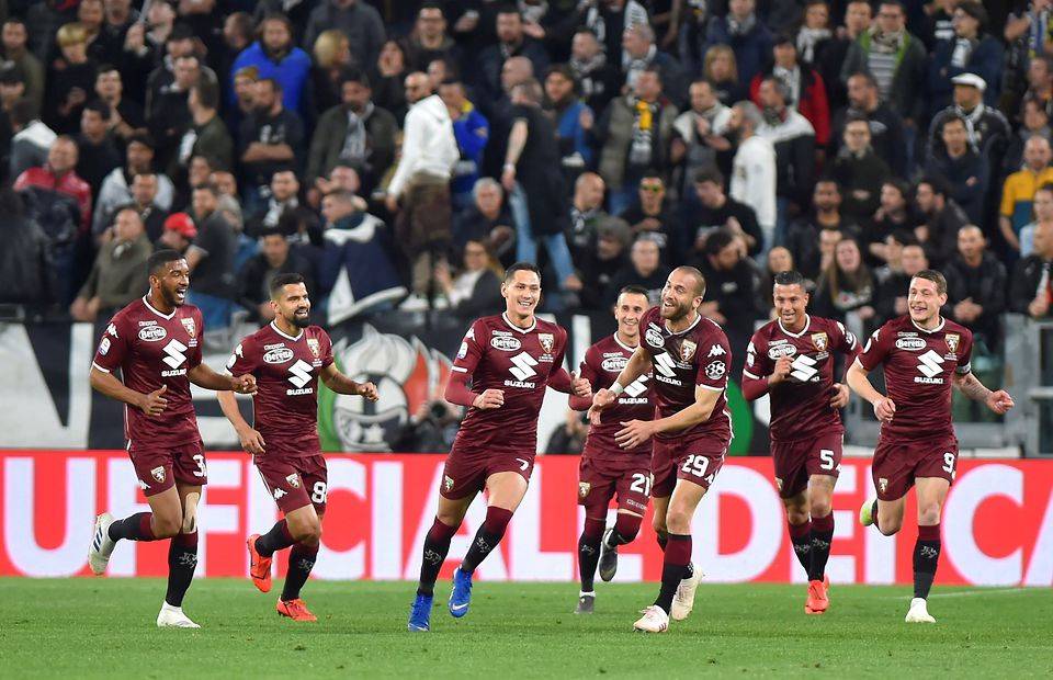 Torino midfielder and Crystal Palace target Sasa Lukic celebrating with teammates