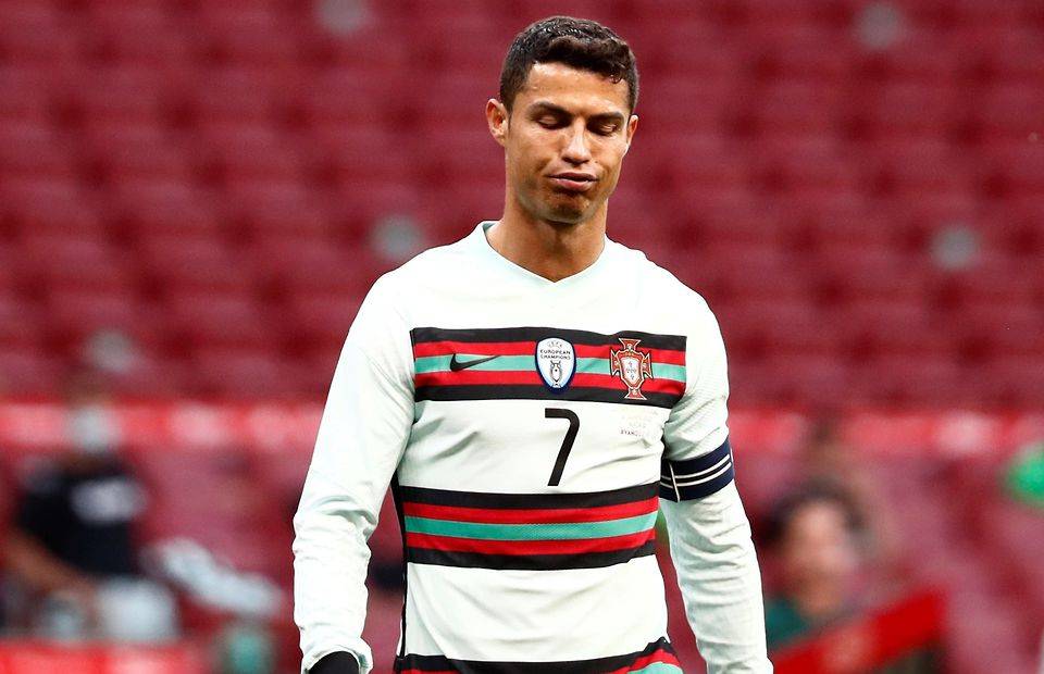 Cristiano Ronaldo in action for Portugal amid speculation over a potential move to Man United