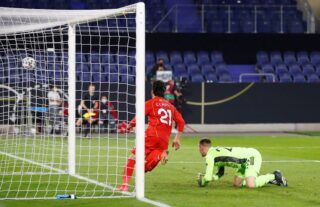 Napoli midfielder and Leeds target Eljif Elmas scoring in an international against Germany