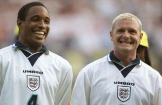 Paul Ince and Paul Gascoigne in action for England at Euro 96