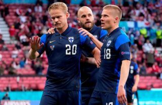 Joel Pohjanpalo refused to celebrate after scoring Finland's first ever major goal vs Denmark