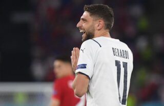 Domenico Berardi in action for Italy amid speculation over a move to Tottenham