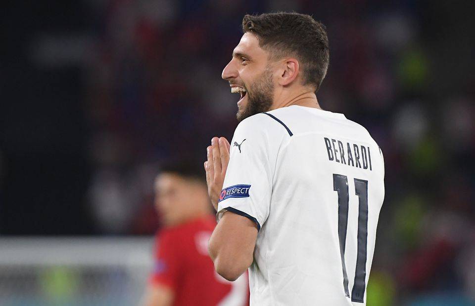 Domenico Berardi in action for Italy amid speculation over a move to Tottenham