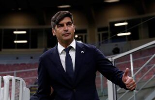 Paulo Fonseca on the sidelines as manager of AS Roma amid speculation over a move to Tottenham