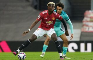 Paul Pogba in action for Manchester United against Liverpool