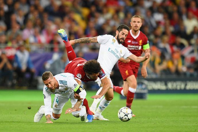 Sergio Ramos and Mohamed Salah in Real Madrid vs Liverpool