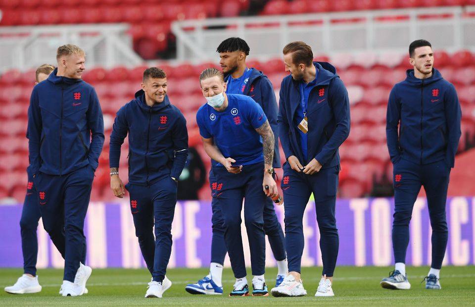 Kieran Trippier with his England teammates amid speculation over a move to Man United