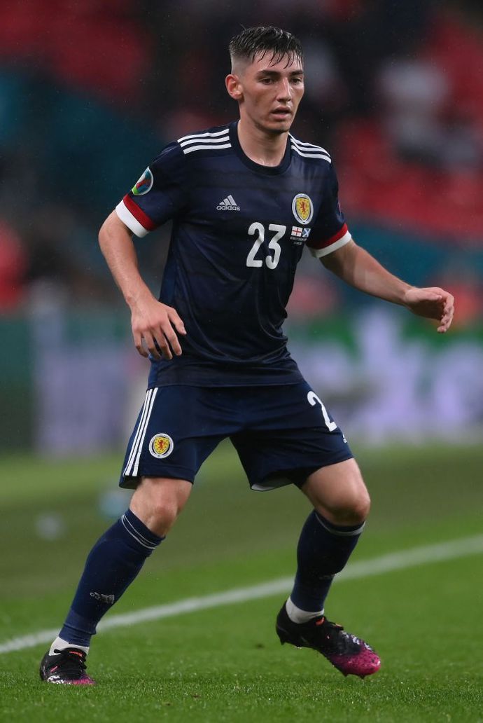 Billy Gilmour in action for Scotland vs England in Euro 2020