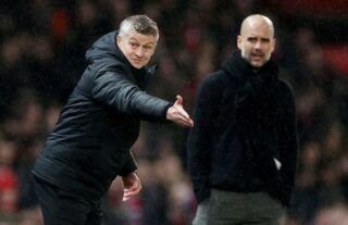 Manchester City and Manchester United managers Ole Gunnar Solskjaer and Pep Guardiola