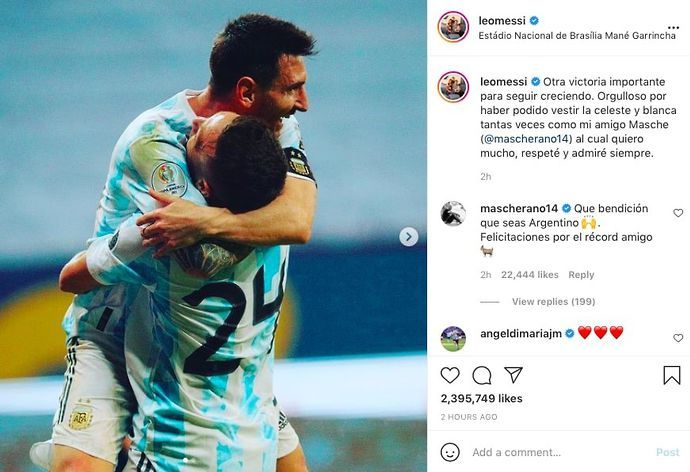 Messi's Instagram post