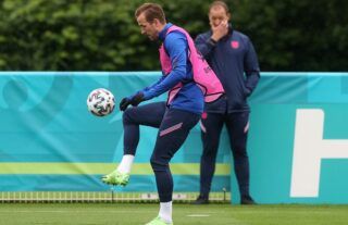 Harry Kane in training for England amid speculation over his future at Tottenham