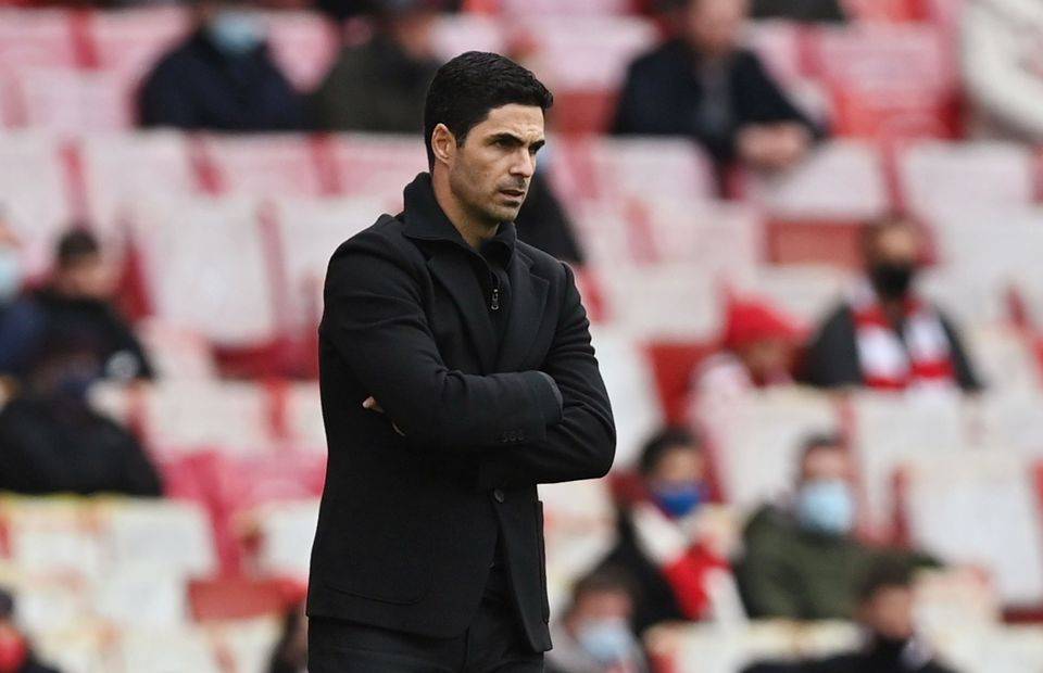 Mikel Arteta on the sidelines for Arsenal amid speculation over the future of Lucas Torreira