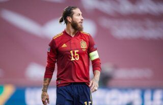 Sergio Ramos playing for Spain in the UEFA Nations League
