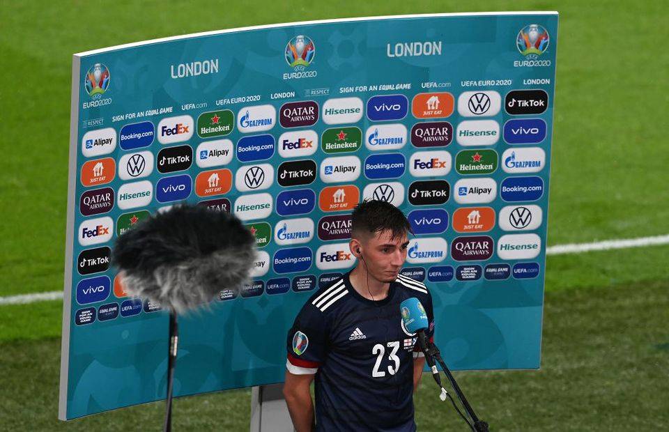 Billy Gilmour speaking at Wembley after Scotland draw with England at Euro 2020