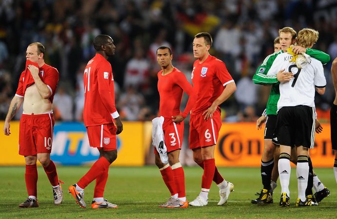 England players look glum after losing to Germany