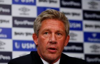 Everton's director of football Marcel Brands at a press conference