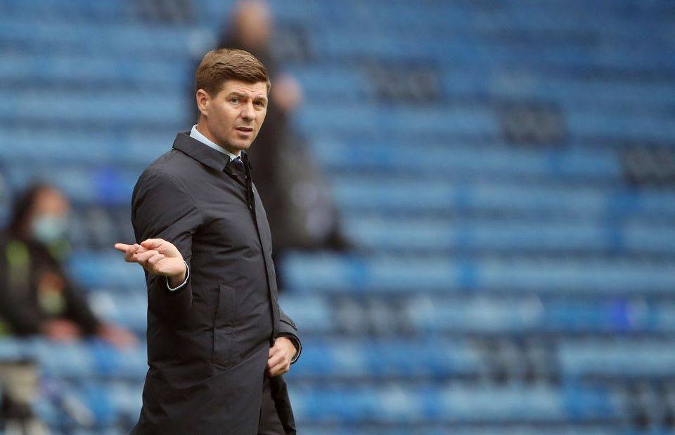 Rangers manager Steven Gerrard watches on at Ibrox