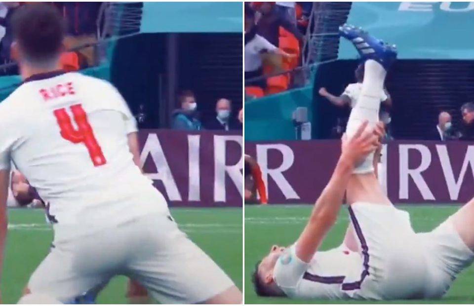 Declan Rice collapsed with cramp trying to celebrate Kane's goal vs Germany