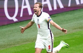 Harry Kane celebrates England goal