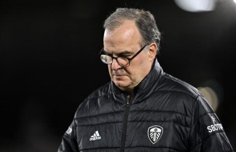Leeds manager Marcelo Bielsa deep in thought