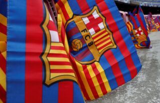 Barcelona flags outside the Nou Camp
