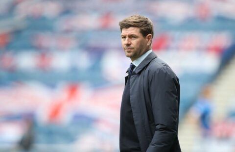 Rangers manager Steven Gerrard looks on at Ibrox