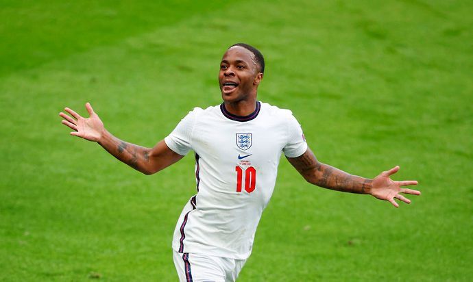 Raheem Sterling in action for England at Euro 2020